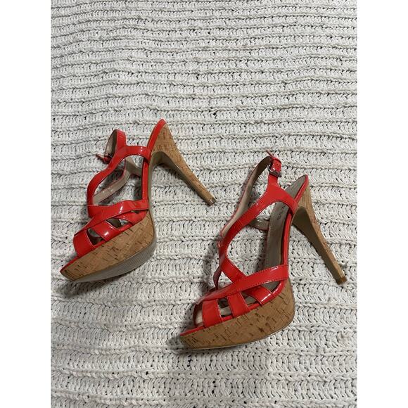 Guess Strappy Sandals WG Aleena T Platform Women's Size 9.5 Coral Orange Heels - Picture 4 of 11